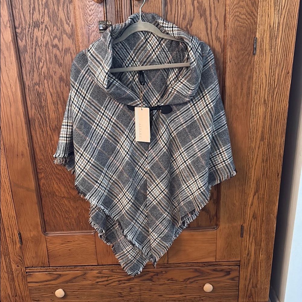 Plaid Gray Poncho